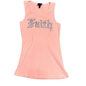 Light Pink Studded Faith Connexion Graphic Tank Top with Swarovski Crystals
